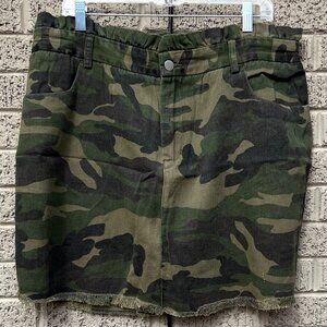 Hayden Womens Green Camo Raw Hem Mini Skirt NWT 3XL